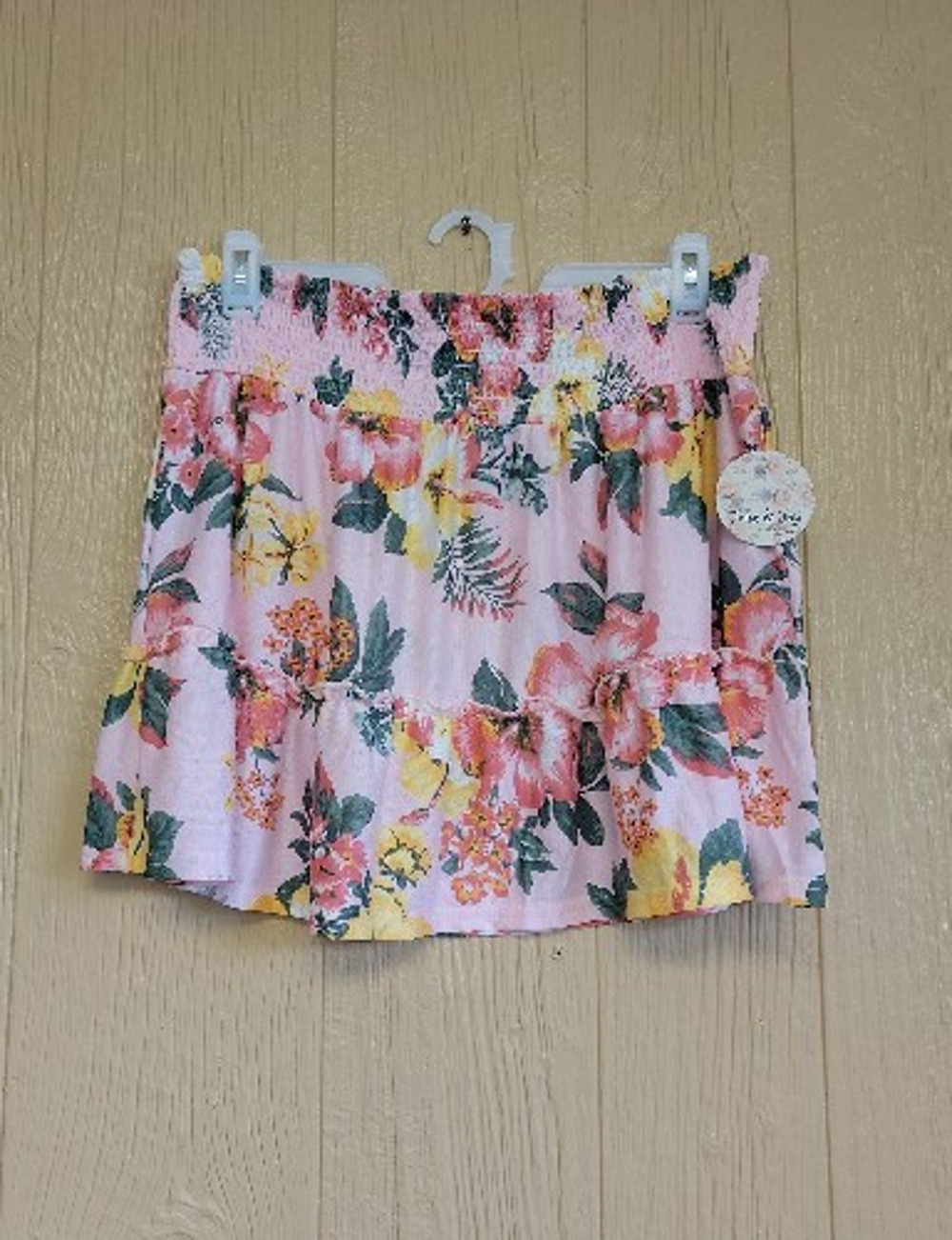Jolie & Joy by FCT with Love Juniors Plus Bot Floral Pink Mini Skirt 3X
